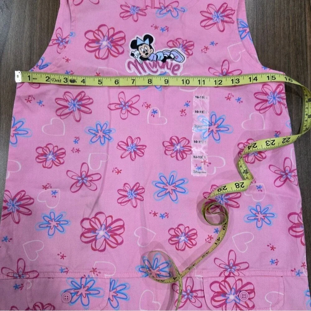Disney Store Vintage 90s Pink Cotton Floral Minnie Embroidered Dress Size L
